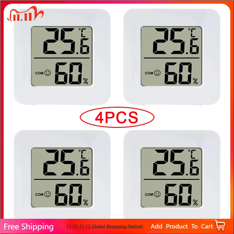 

4pcs Digital Thermometer Hygrometer Indoor Mini Temperature LCD Electronic Monitor Hygrometer Outdoor Room Baby termômetro