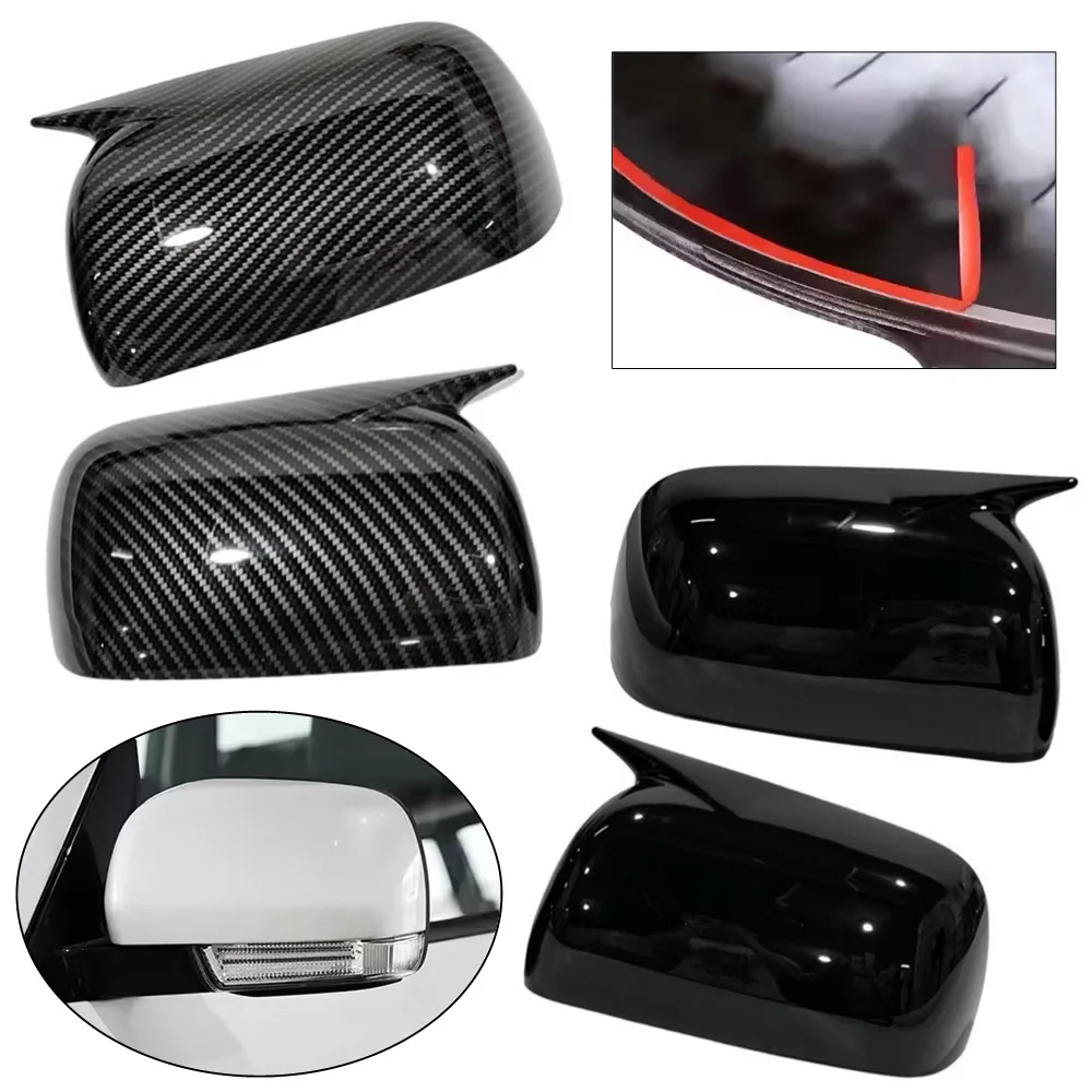 For Mitsubishi Pajero Montero 2009-21 Car Rearview Side Mirror Cover Wing Cap Exterior Door Housing Shell Trim ABS Carbon/Black
