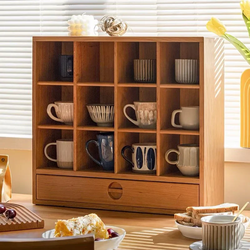 

Nordic log cup shelves, tea sets, tea cup ornaments, storage shelves, cherry wood dining tables, water cups, display