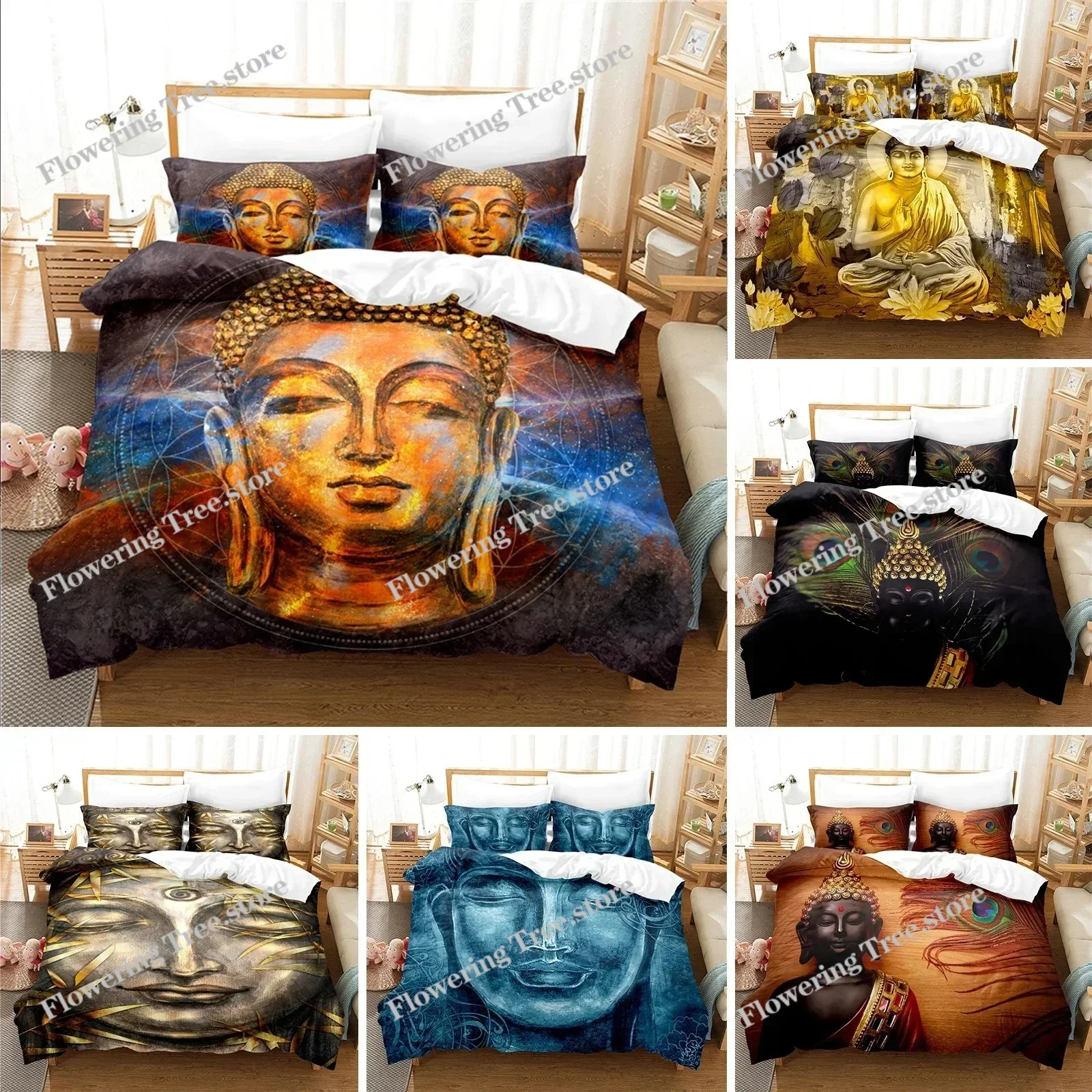 

Buddha Statue Bedding Set Duvet Cover Set 3d Bedding Digital Printing Bed Linen Queen King Full Size Bedding Set Fashion Design