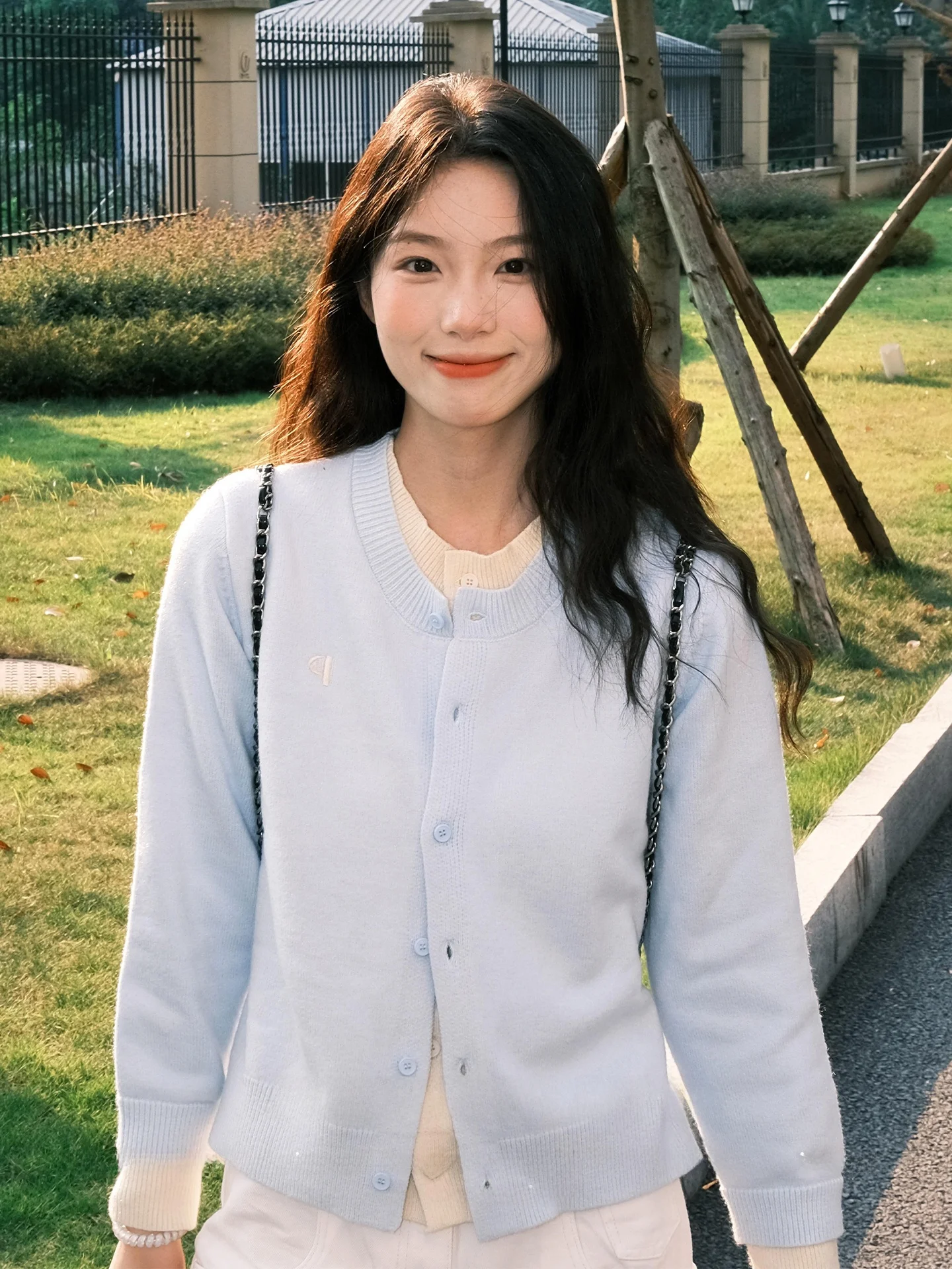 

Women's Loose Knitted Open Cardigan Soft Splicing Sweater Jacket Spring Fashion College Style Top Trendy Long Sleeve round Neck