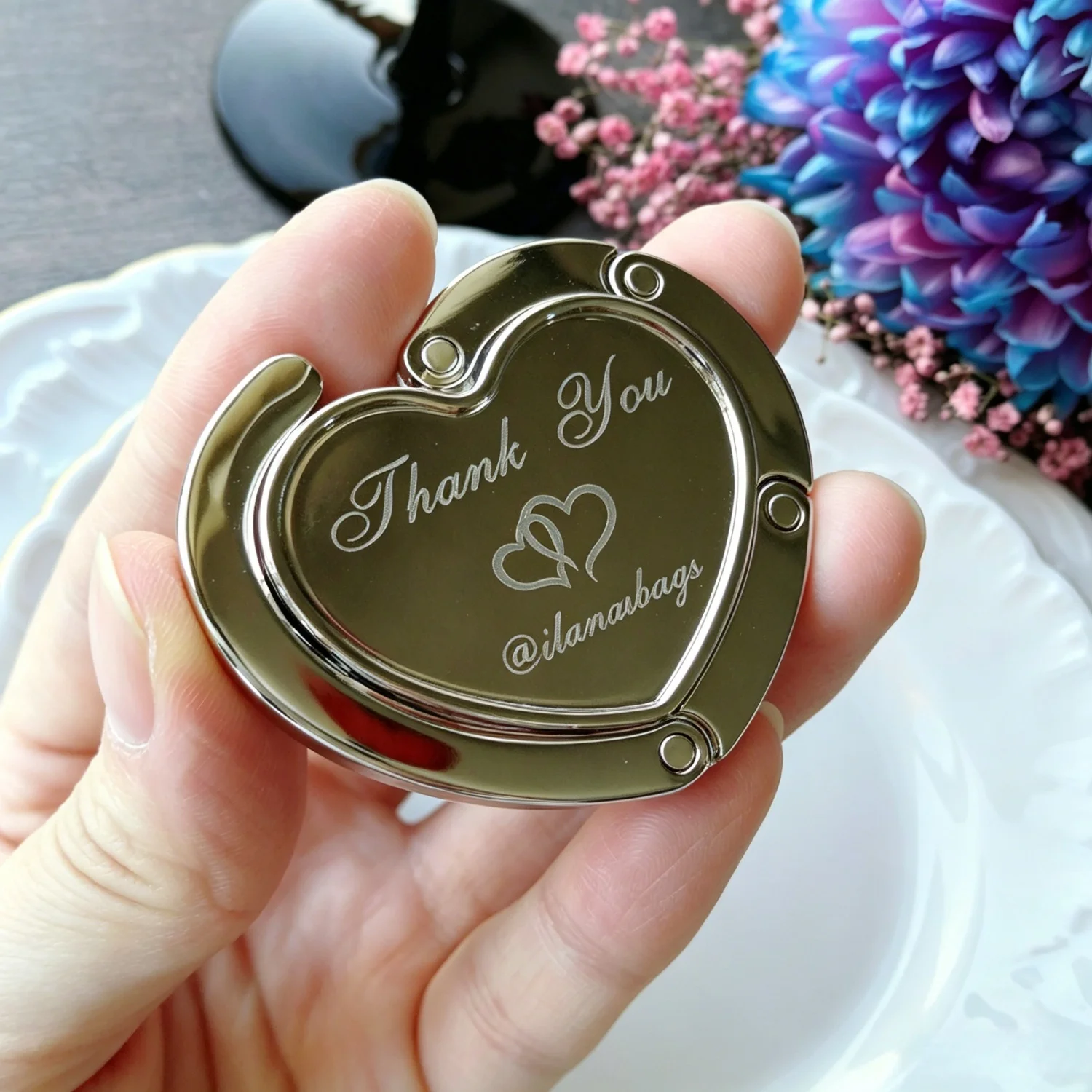 Personalised Wedding Favors for Guests Portable Fashion Folding Purse Handbag Bag Hanger Hook Holder Table Hook Multifunctional