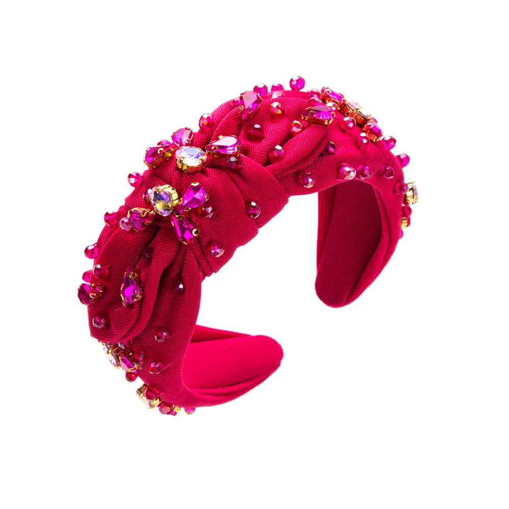 New Fashionable All-Match Diamond-Embedded Headband Temperament Wide-Brimmed Knotted Crystal Hairband