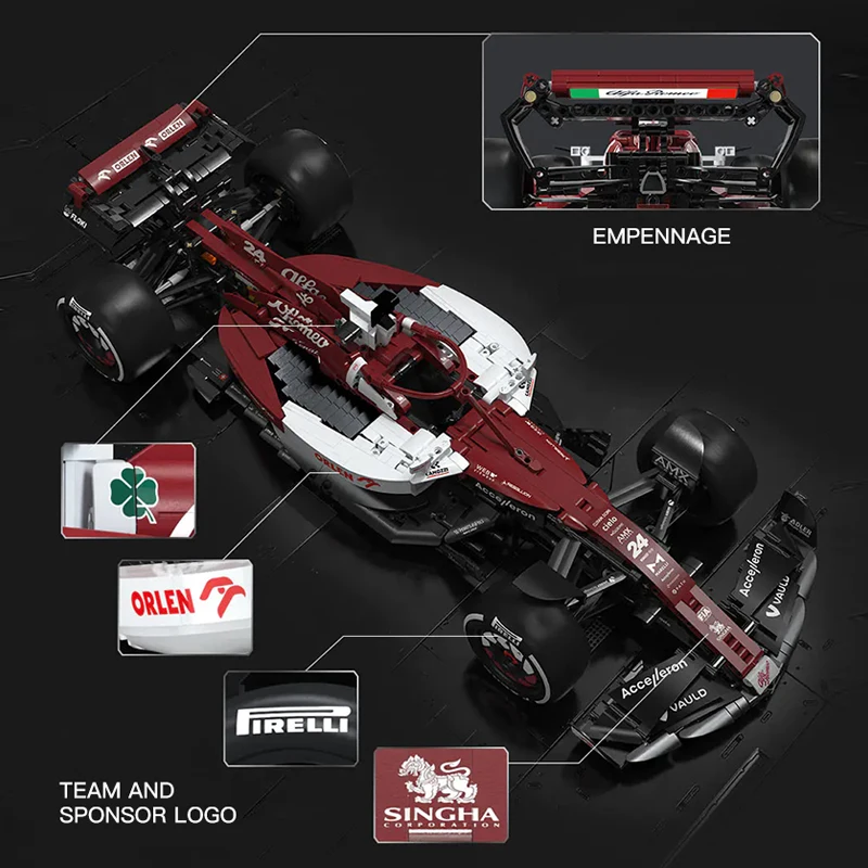 Technical MOC Champions Formula F1 Team ORLEN C42 2022 Racing Car Model 1868PCS Building Blocks Brick Puzzle Toys Kids Gift