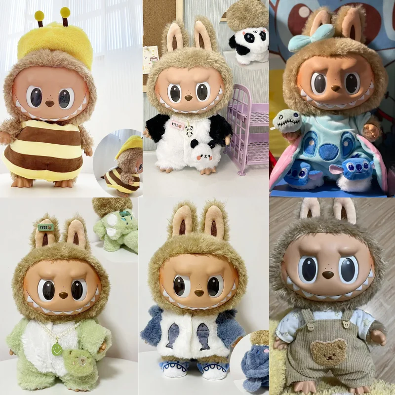 Ropa para muñeca Labubu de 38cm, serie de ropa para muñeca, traje de moda, Color macarrón, caja ciega coleccionable, ropa bonita Diy, regalo de Cosplay Bjd