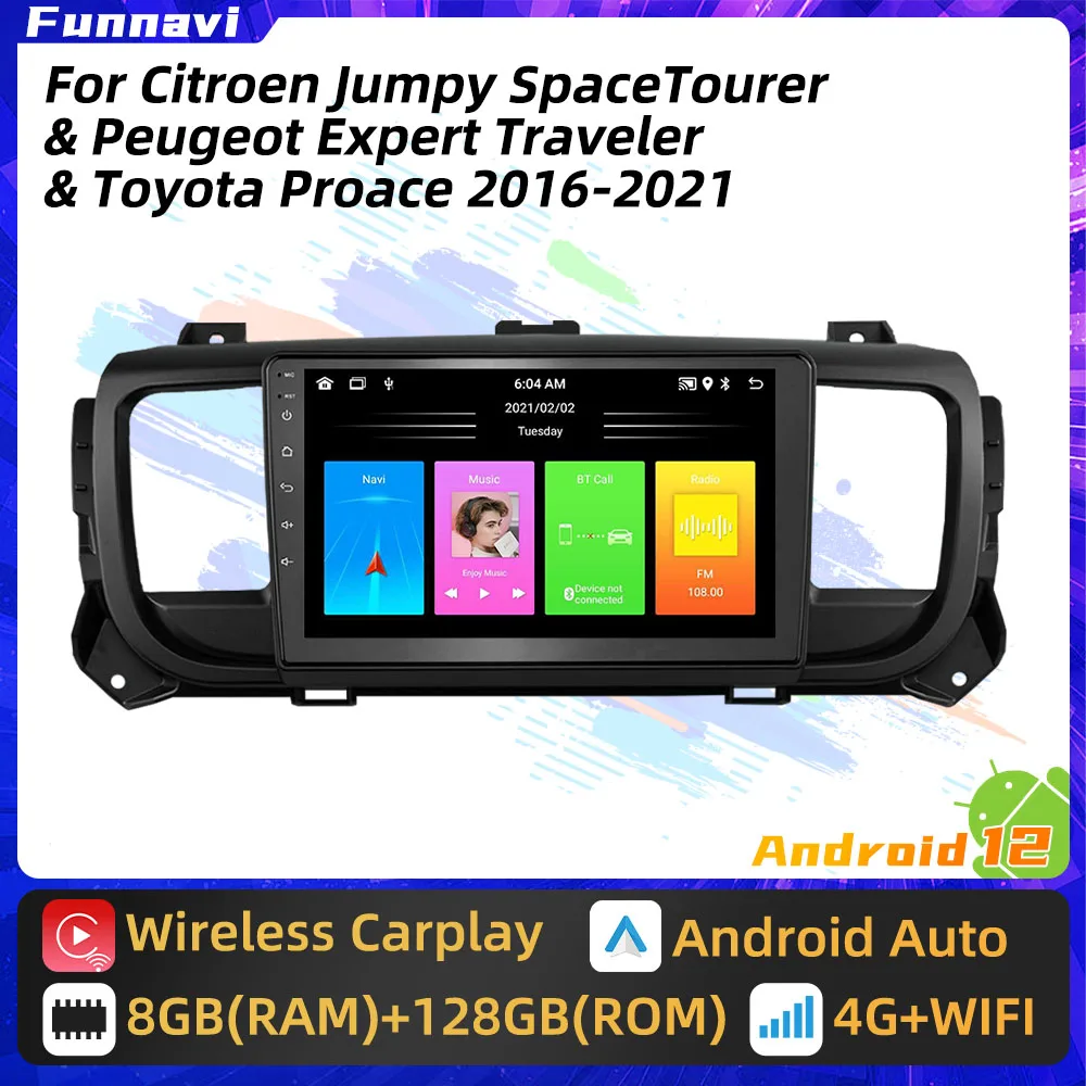 

Car Radio for Citroen Jumpy SpaceTourer for Peugeot Expert Traveler for Toyota Proace 2016 - 2021 2 Din Android Multimedia WiFi