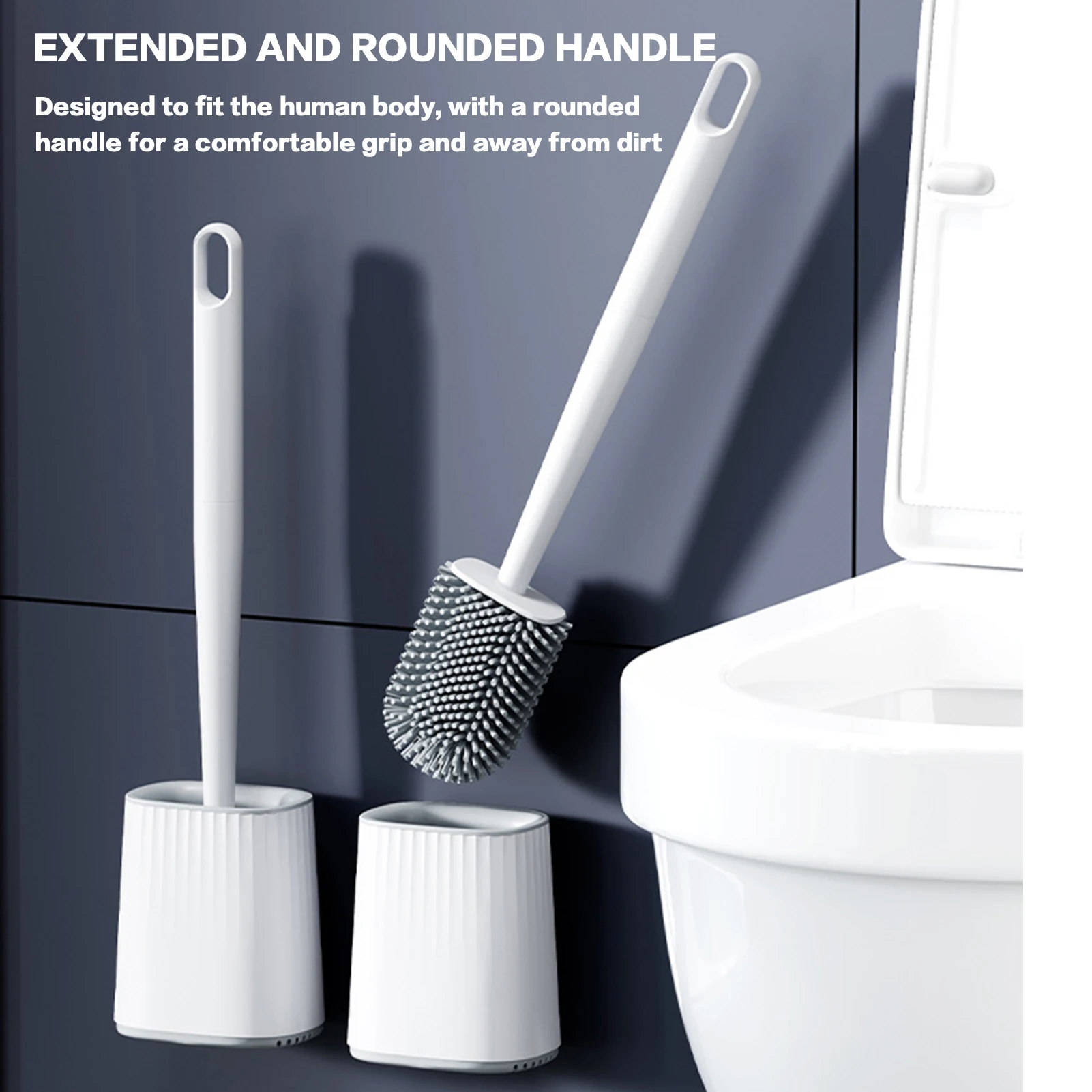 

Toilet Brush and Holder Set Long Handle Toilet Cleaning Brush for Home Bathroom Cleaning Supplies