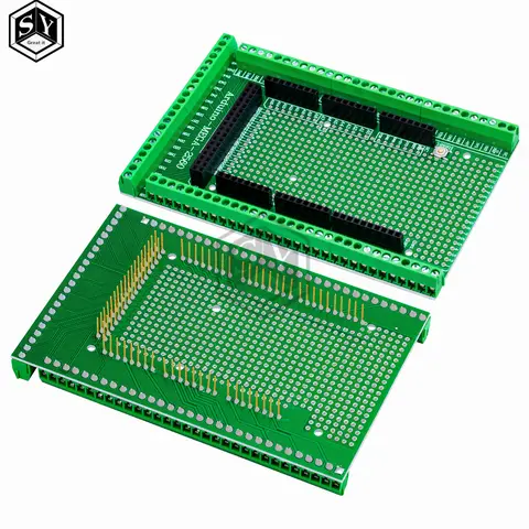 MEGA 2560 R3 Expansion Shield with Dual-Side Prototyping Area & Screw Terminal Blocks – Breadboard-Free PCB Kit for Arduino