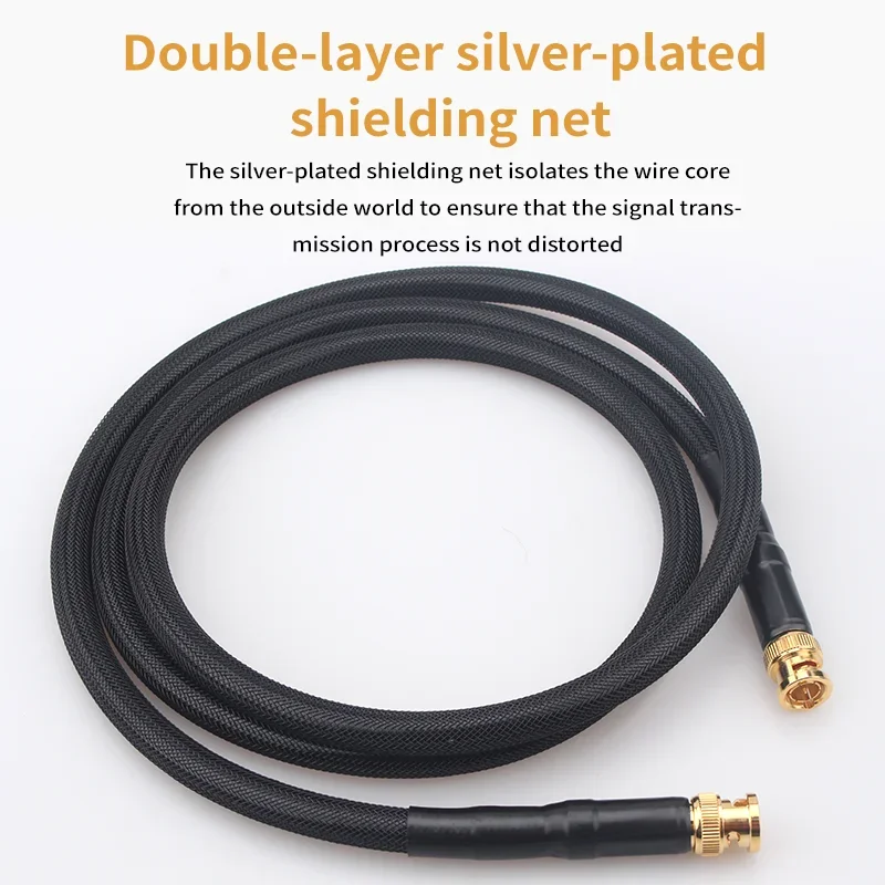 6N sterling silver hifi bnc cable 1080P HD digital coaxial cable HD double silver plated shielded video cable SMA audio