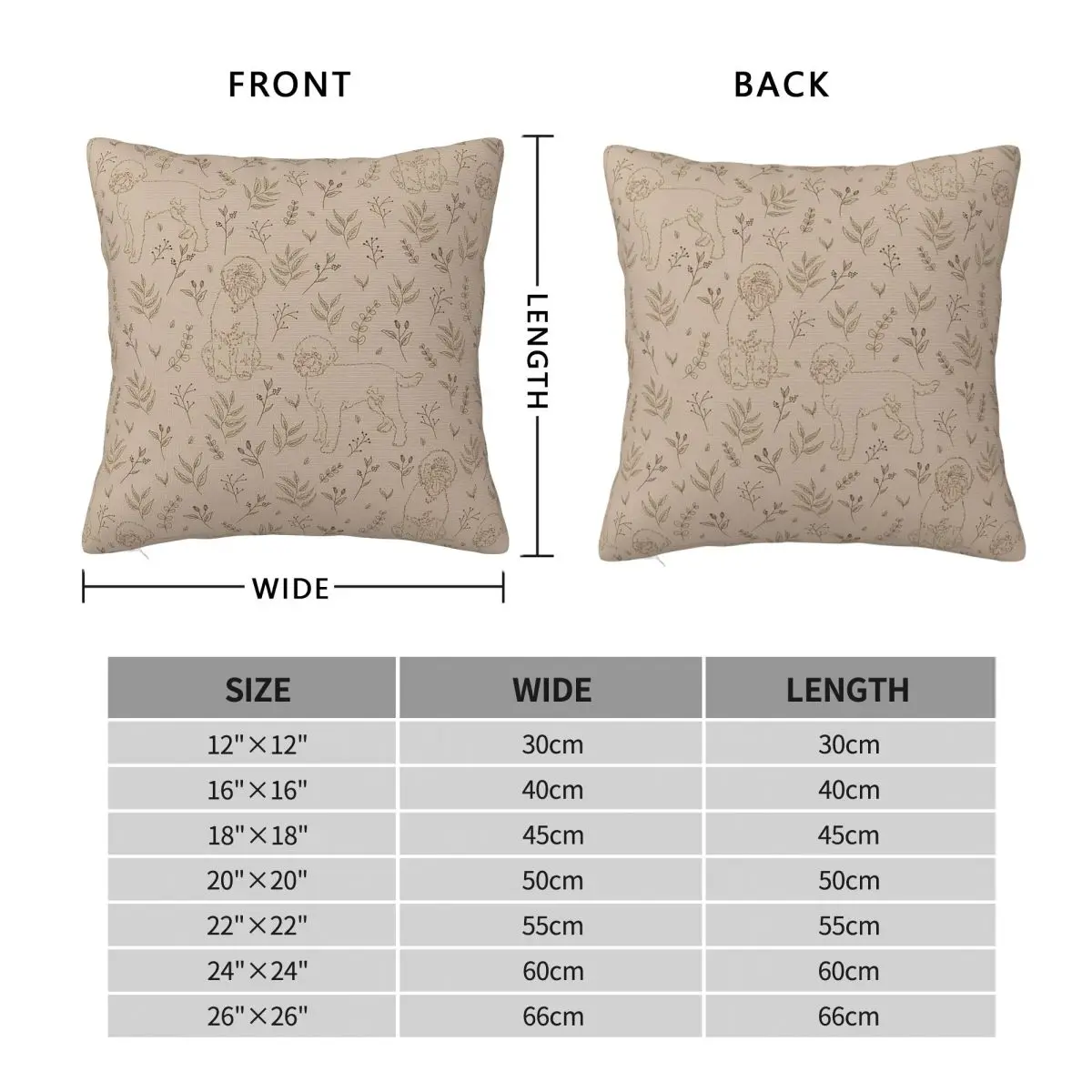 Lagotto Romagnolo Sketched Floral Square Pillowcase Polyester Linen Velvet Pattern Zip Decorative Sofa Cushion Cover
