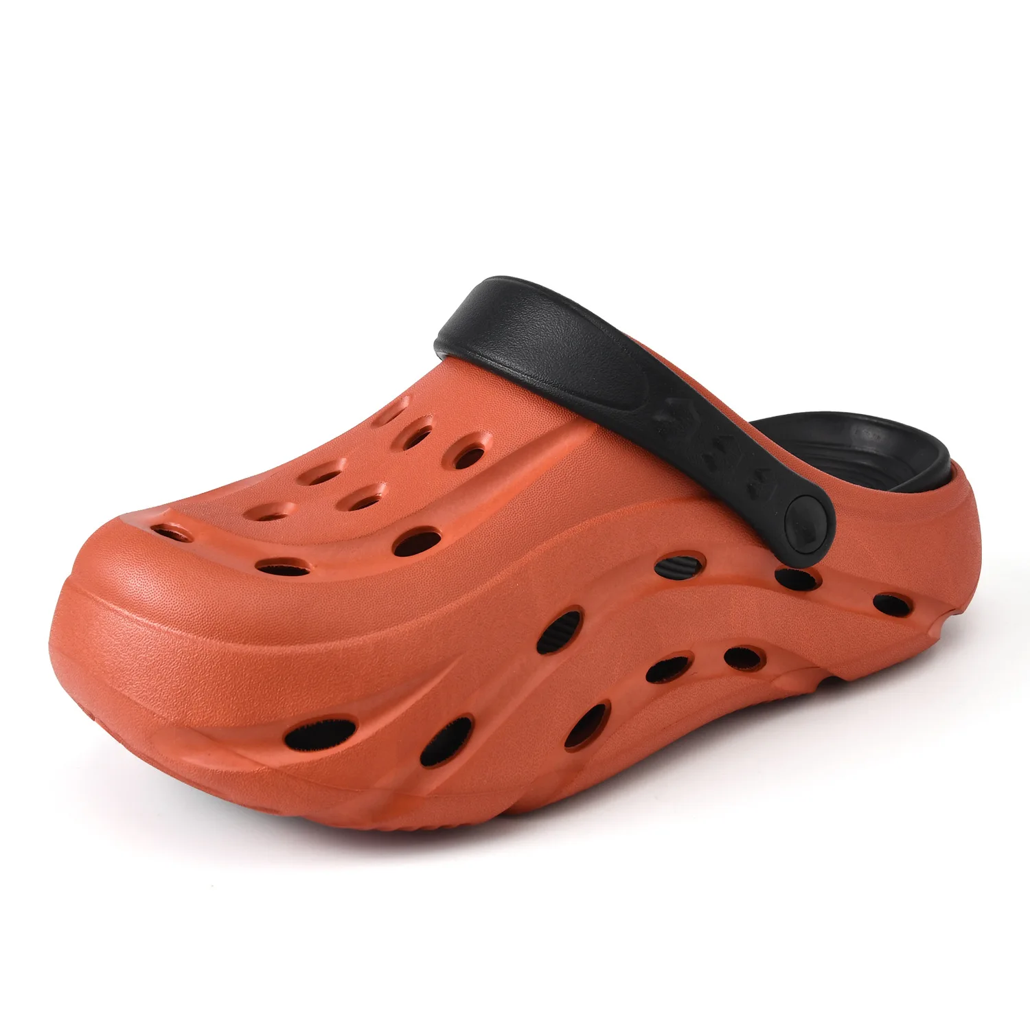 Solid color new thick-soled hole shoes men's beach sandals non-slip bag head half slippers men's summer outside view 5