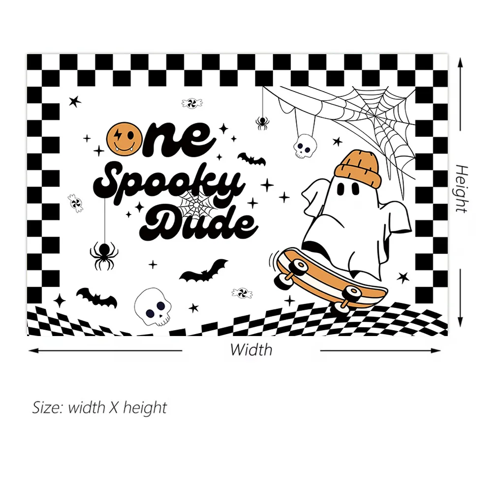 Fondo de dibujos animados de Halloween para Baby Shower, decoración de fiesta, un pequeño Boo está casi debido, fantasma, murciélago, bebé, 1er cumpleaños, foto de fondo