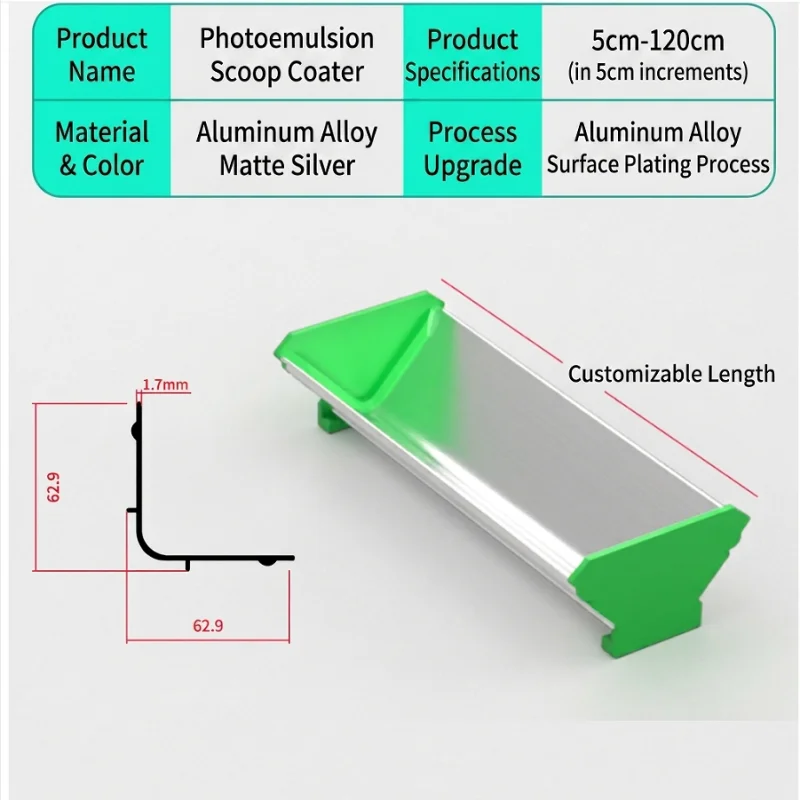 20-80CM V Shape Screen Printing Emulsion Scoop Coater Tool Silk Screen Printing Aluminum Alloy Scrape Coating Press Tools DIY