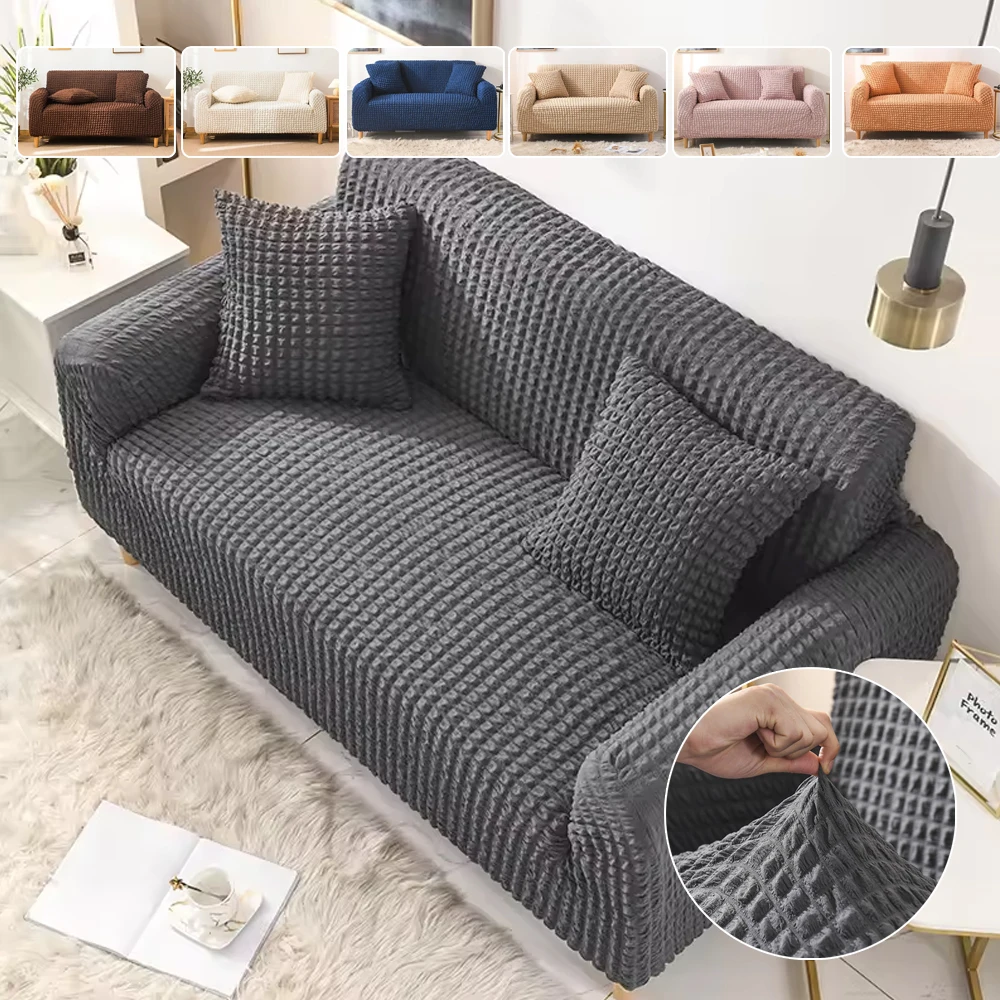 

1PC Non-slip Thick Sofa Cover Seersucker Couch Covers Elastic BreathableCouch Slipcovers for Lliving Room Housse De Canapé 소파커버