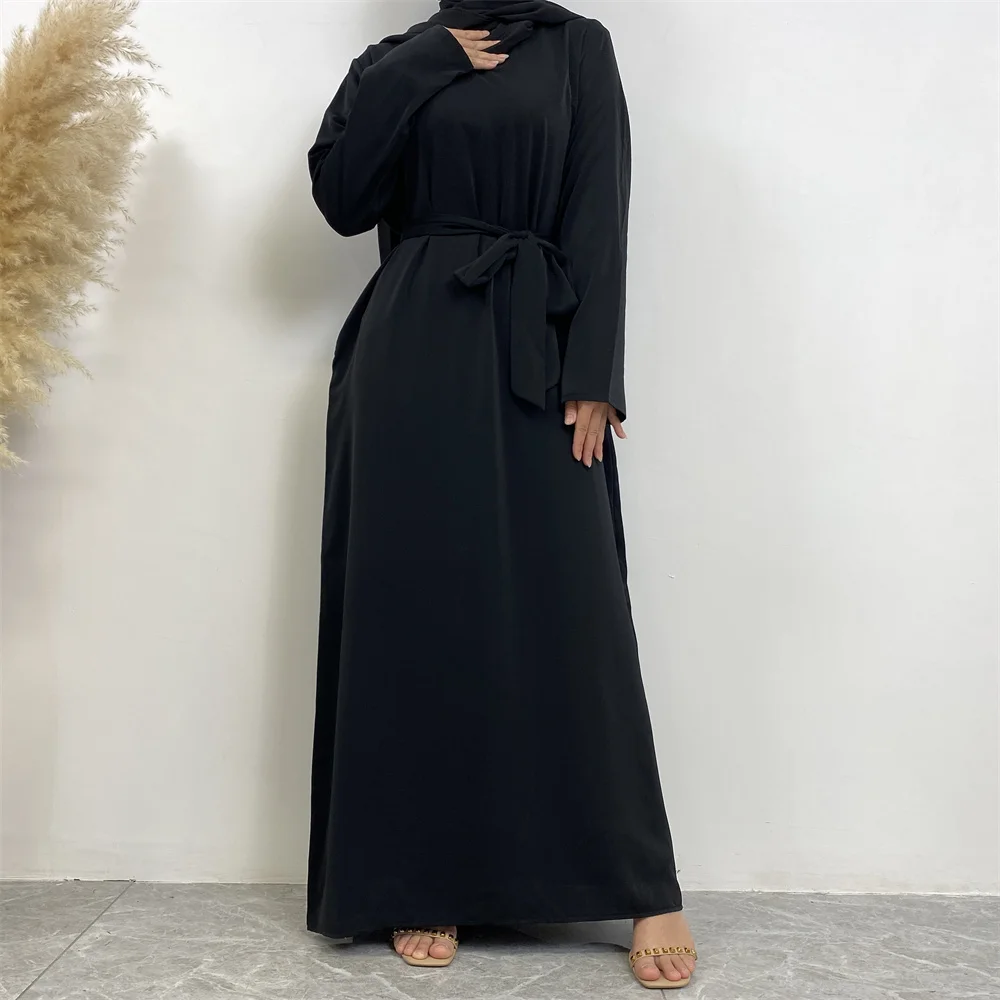 عباية إسلامية موضة جديدة فستان ساخن تركيا العربية دبي رداء بلون سادة مع جيوب فستان نسائي طويل 21