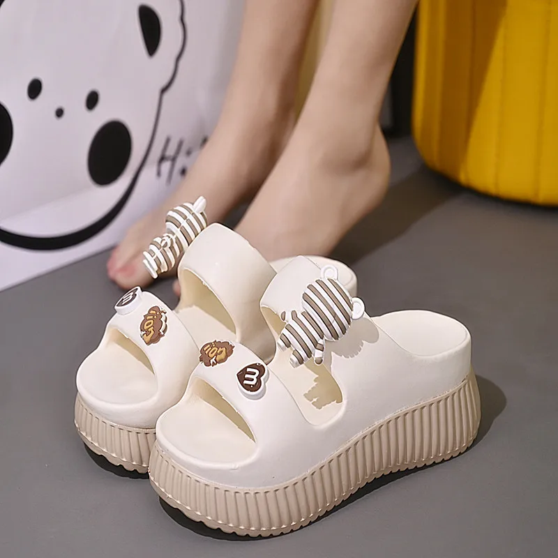 Women Chunky Platform Sandals Casual Anti-slip Slides Summer Sweet Slippers Woman Fashion EVA Outdoor Beach Slippers Flip Flops