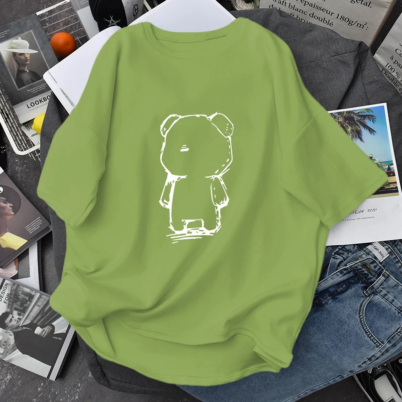 Summer Fashion Animal Print Harajuku Women's T-shirt High Quality Casual College Style New Cotton Tops Tees