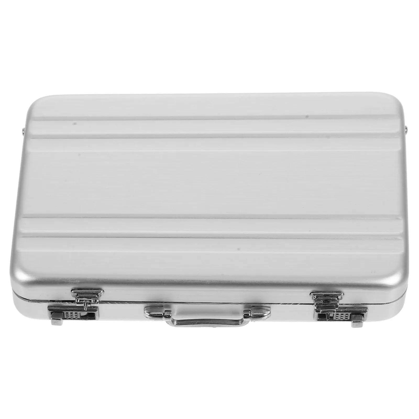 

Business Card Storage Box Aluminum Alloy Holder Small Office Supplies Silver Mini Briefcase Design Travel Cards Organizer