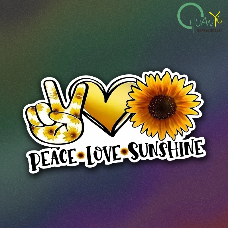 Auto Aufkleber Frieden Liebe Sonnenschein Sonnenblume Vinyl Aufkleber wasserdichte Auto Aufkleber Laptop Wand Fenster Stoßstange Aufkleber Auto