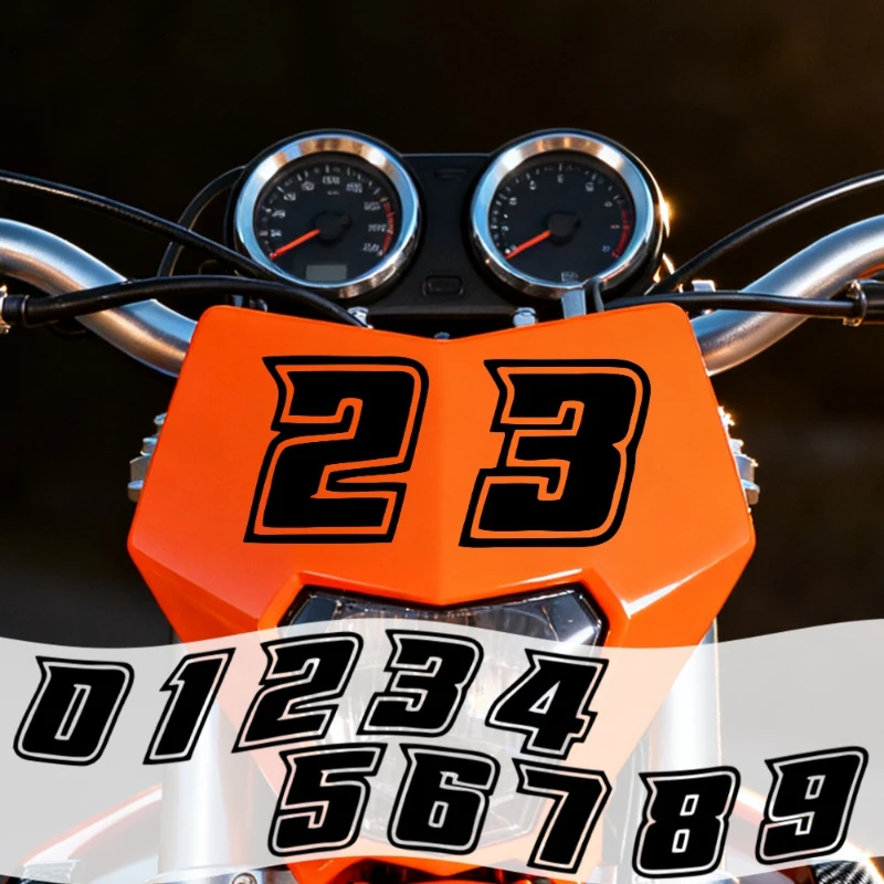 

1pc Black Racing Number Motocycle Stickers Waterproof Durable for DIY Helmet Fender Front Fairing Fuel Tank Tailbox Vinyl Decals