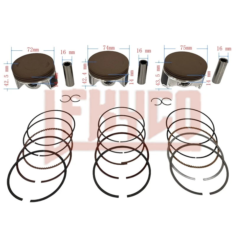 

Motorcycle 72mm/74mm/75mm Piston Kit For Italika Vortx 250 Blackbird 250 ZongShen CPS 250 300 KAYO BSE Boswell M3 J 3D Beihai