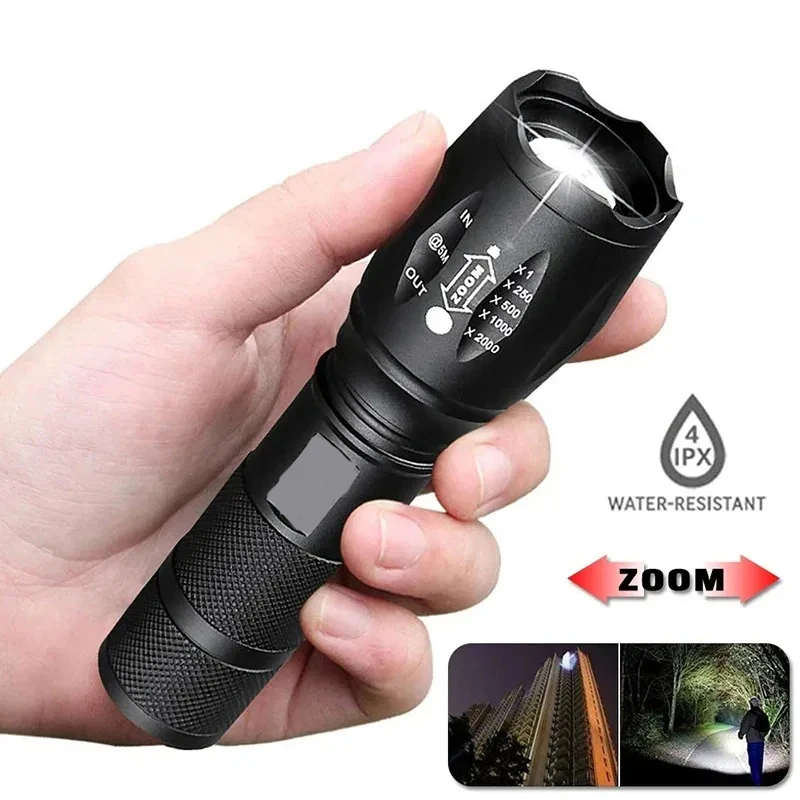 C5 T6 LED Super Bright Flashlight 18650 Lithium Battery Tactical Zoom Flashlight 5modes Outdoor Adventure Mountaineering Hunting