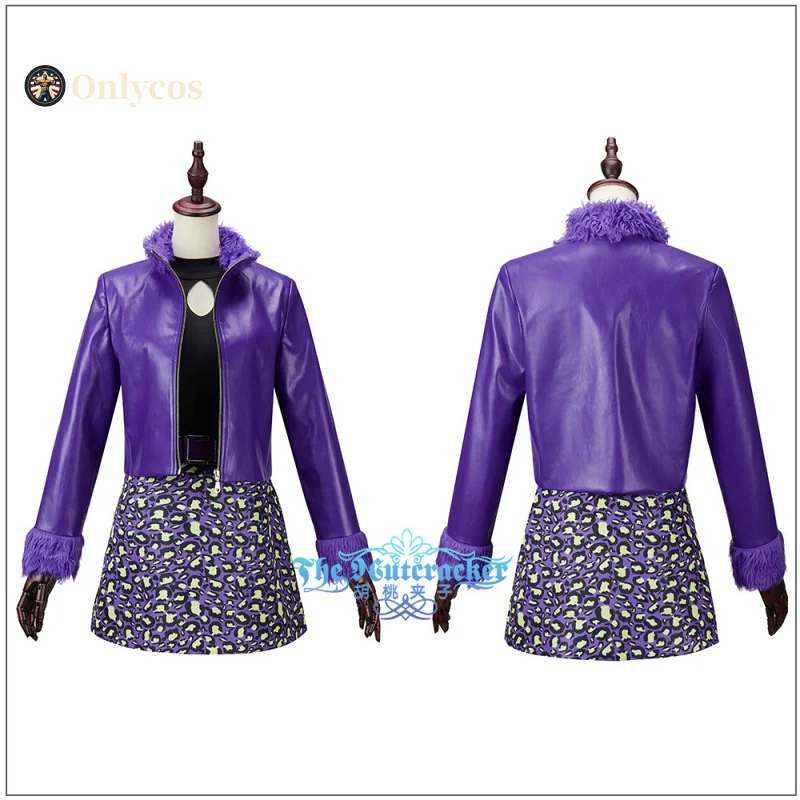 Disfraz de Clawdeen Wolf, disfraz escolar de monstruo, abrigo de cuero, juego de rol para mujeres y niñas, traje Sexy para fiesta de Halloween, conjunto completo