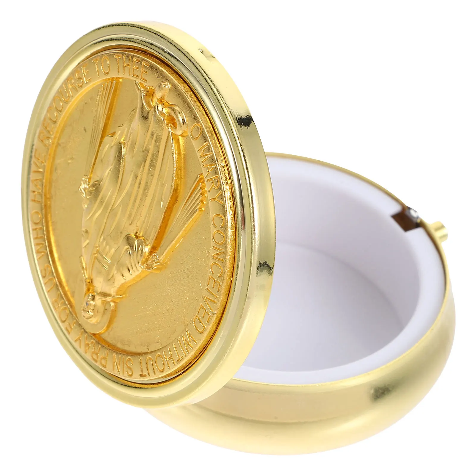 

1pc Holy Communion Box Retro Zinc Alloy Jewelry Storage Case Small Trinket Organizer Rosary Beads Holder Travel Jewelry Box Gift