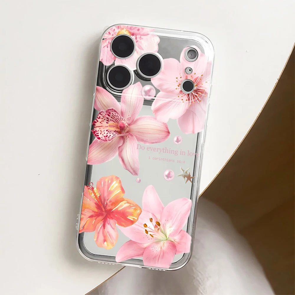 Kirschblüten-Blumenmuster Transparente Hülle für iPhone 17 16 15 14 13 12 11 Pro Max X XR XS Max 7 8 Plus 16e 17Air Stoßfeste Weiche Abdeckung – Detail 9