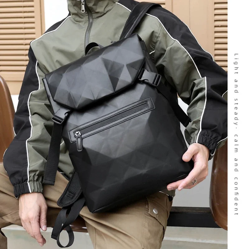 Large Capacity Travel Men's Backpack Gym Waterproof Scratch Grid Coach Bag Resistant Diamond Schoolbag Business Laptop Bag New