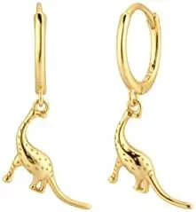 

925 Sterling Silver Gold Animal Collection Winter Simple Clips Drop Earring Dinosaur Piercing