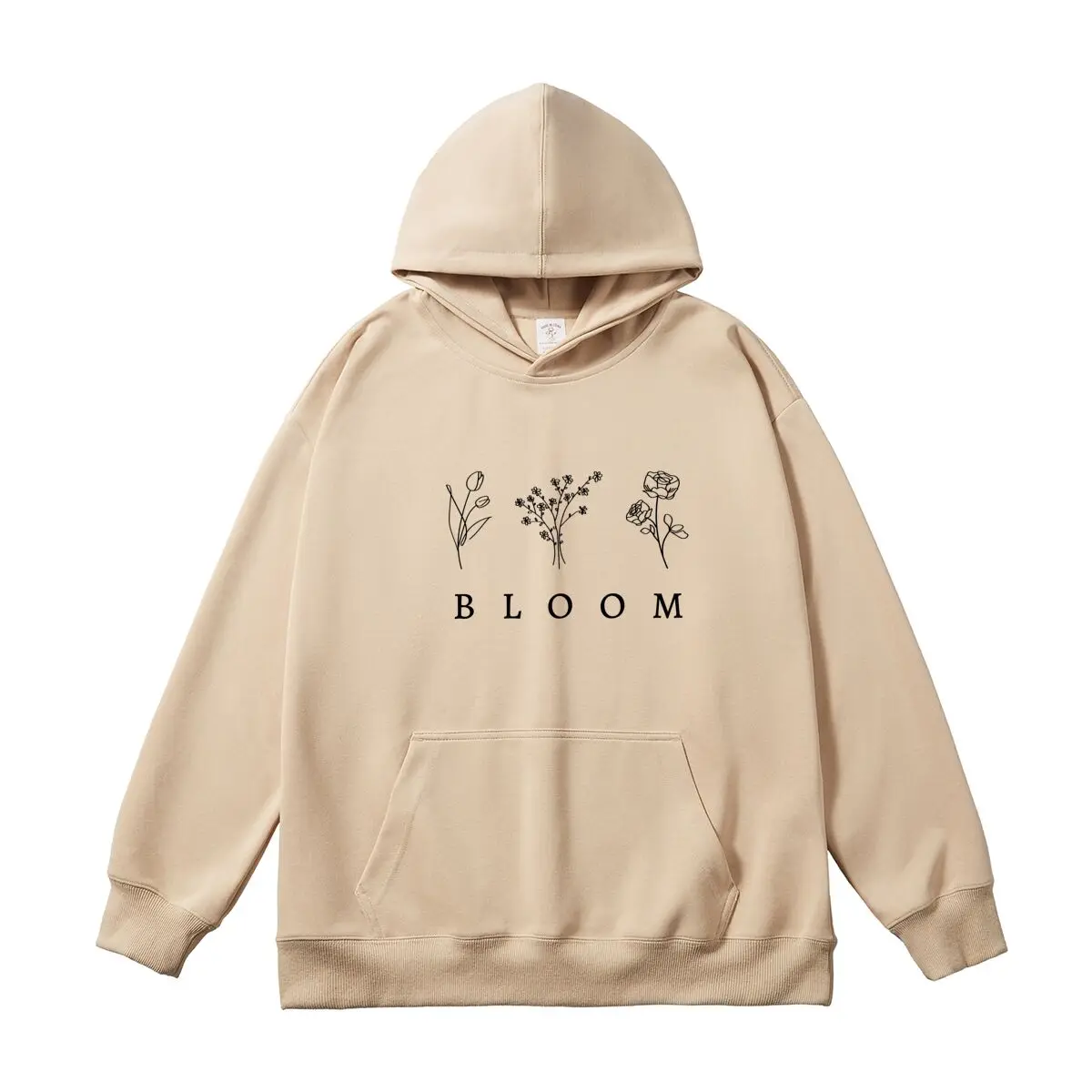 Oversized Women's Hoodies Simple Flower Graphic Printed Sweatshirt Female Classic Hooded Pullover Autumn Thick Sportswear