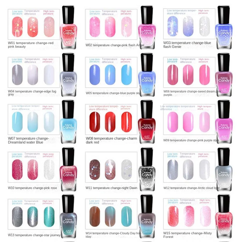 7ML Shiny Sequins Temperature Changing Nail Polish Manicure Supplies Changing Thermal Temperature Control Nail Oil Water-based