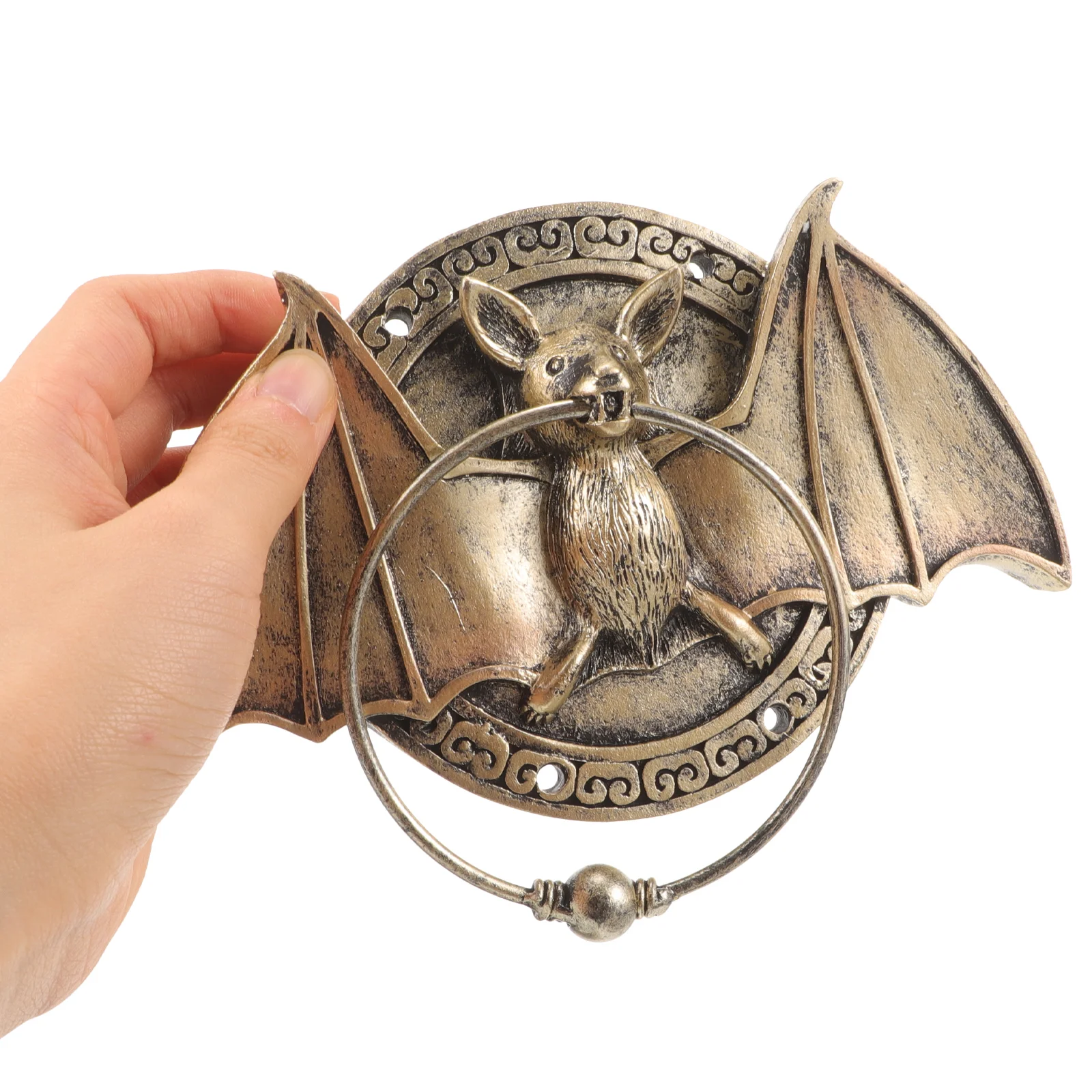 Simulated Bat Door Knocker Doorbell Part Accessory Knockers for Front Brass Resin Supply Home Decoration Travel Classical