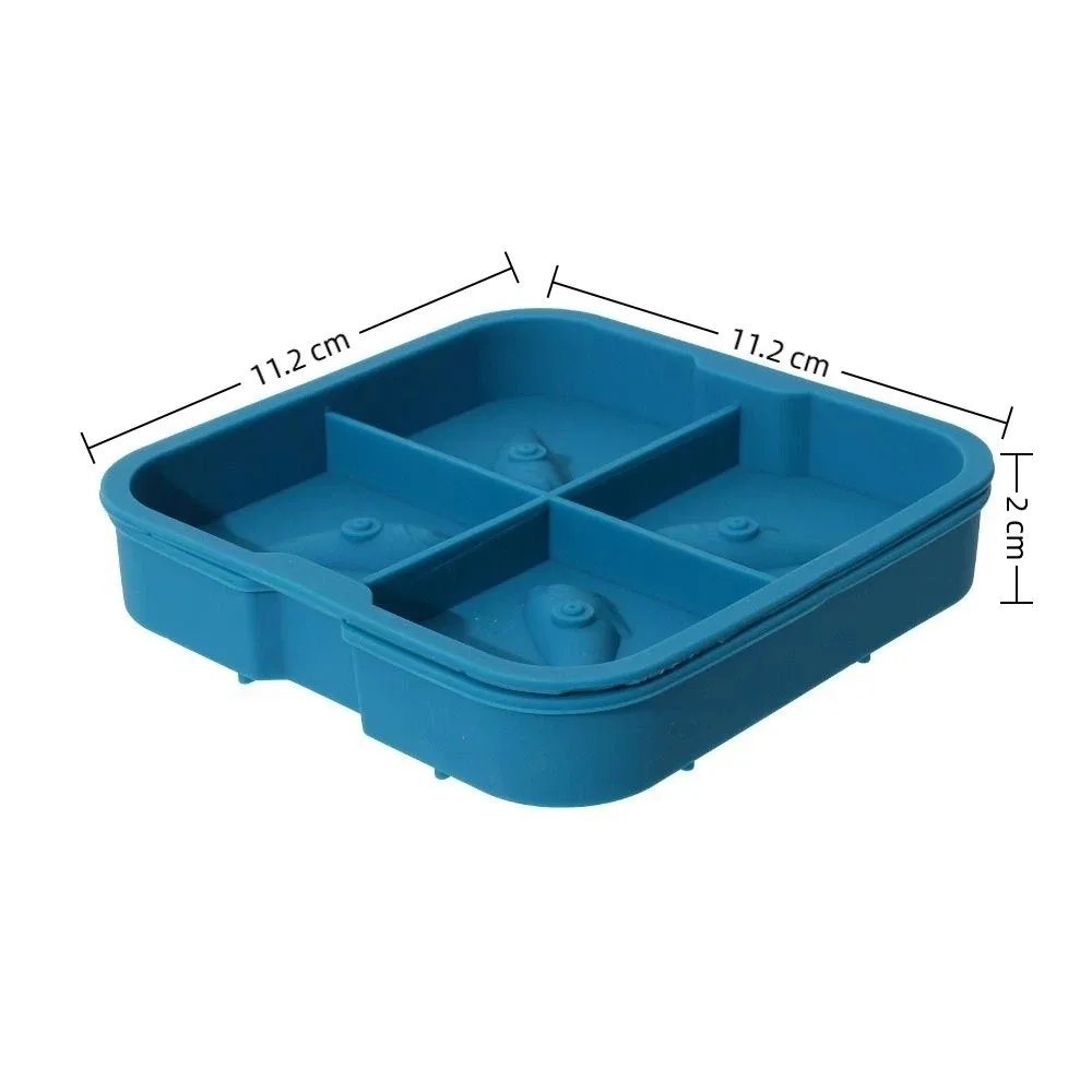 Silicone Shark Ice Cube Molds 4 Hole Food-Grade Ice Tray Easy Demoulding Novelty Ice Maker Summer Essentials for Cooling Down