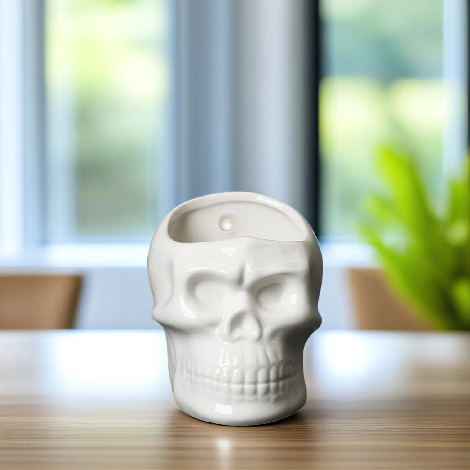 1Pcs Skull Succulent Vase Skull Shape Planter for Cactus Plant Container Home Office Kitchen Balcony Decoration Ceramic Plant