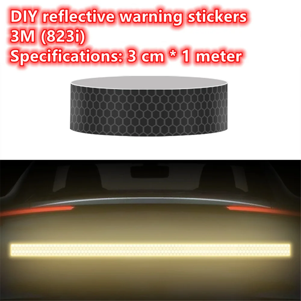 3M Black tape Reflective Tape Sticker Diamond Grade Adhesive Safety Mark Warning Tape Bike Automobiles Motorcycle Car Styling