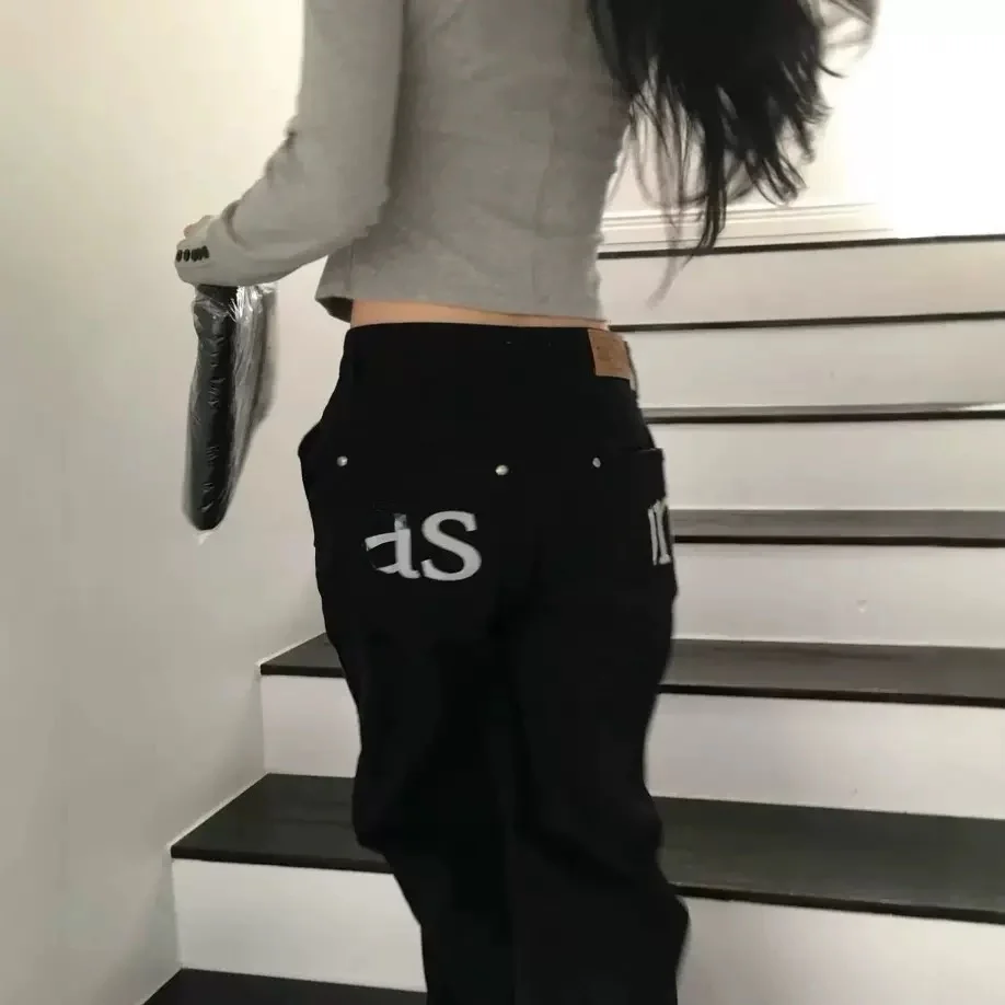 

Ason Свободные прямые джинсы с высокой талией, широкие длинные брюки, женские повседневные брюки для подростков, хлопковая ткань, лето 2025 г.