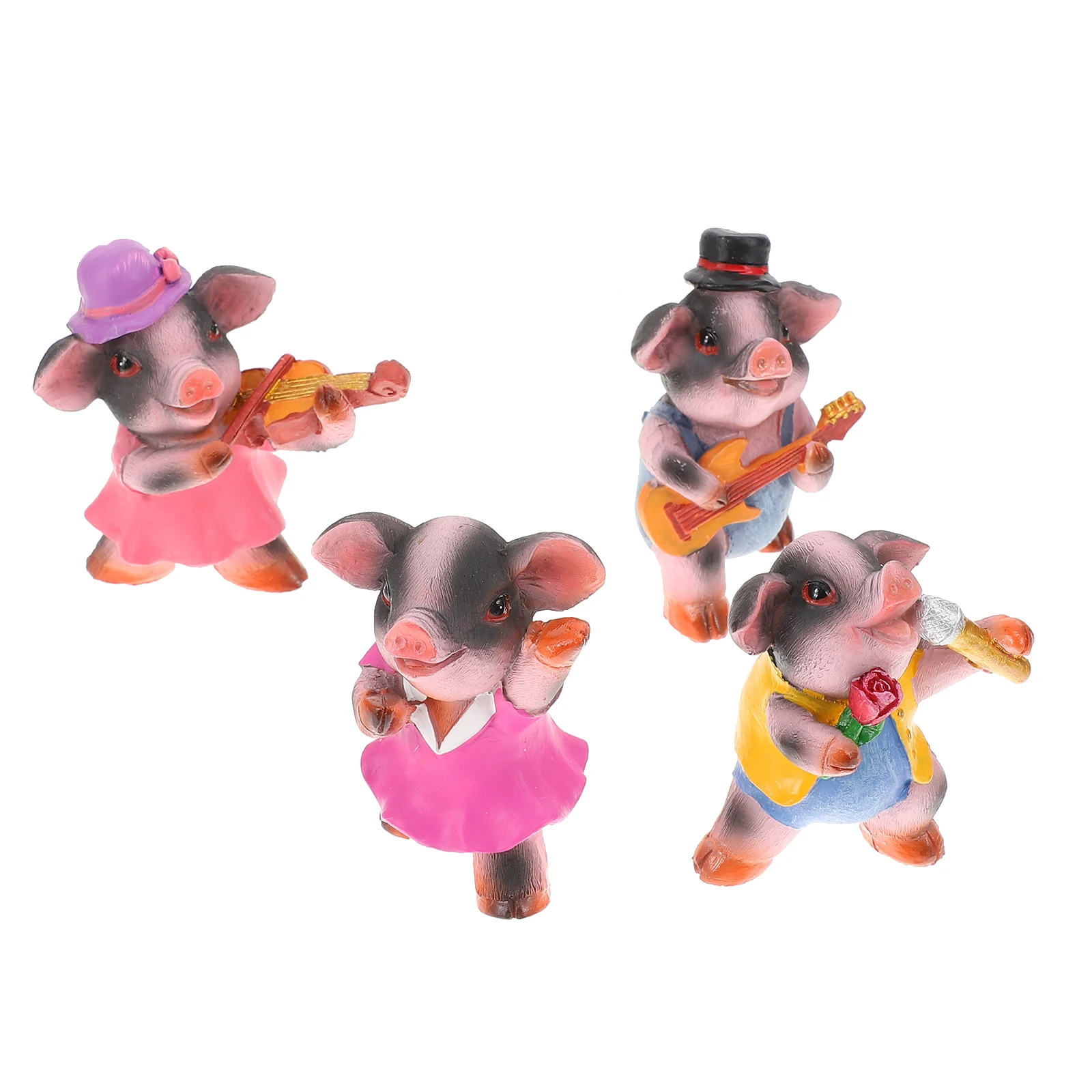 

4Pcs Pig Shape Miniature Resin Ornaments Micro Landscape Garden Decoration Bonsai Plant Pot Desktop Decoration