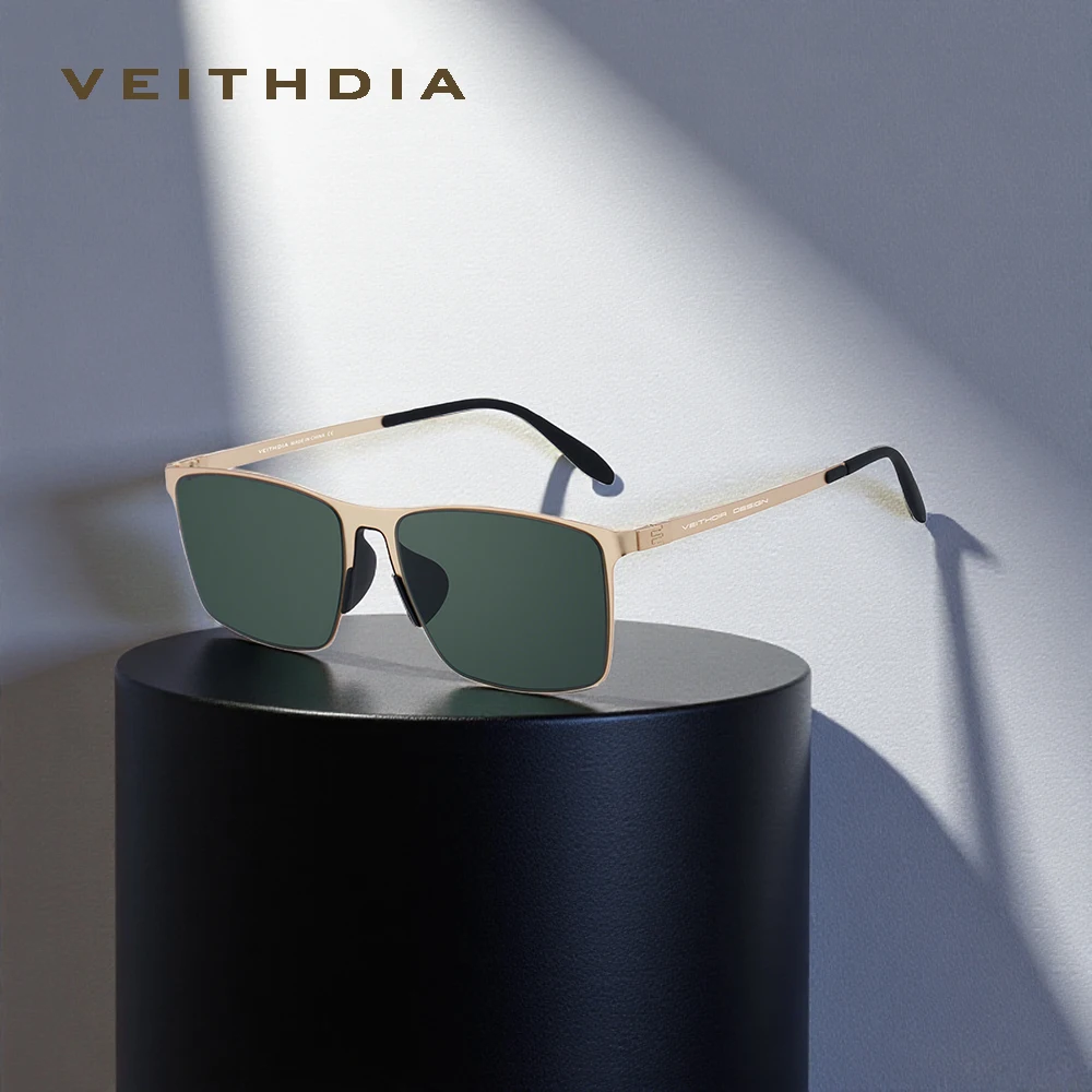 VEITHDIA Polarisierte Sonnenbrille für Männer und Frauen, HD-Nylonlinse, Edelstahlrahmen, UV400, modische Outdoor-Brille, FAV82120
