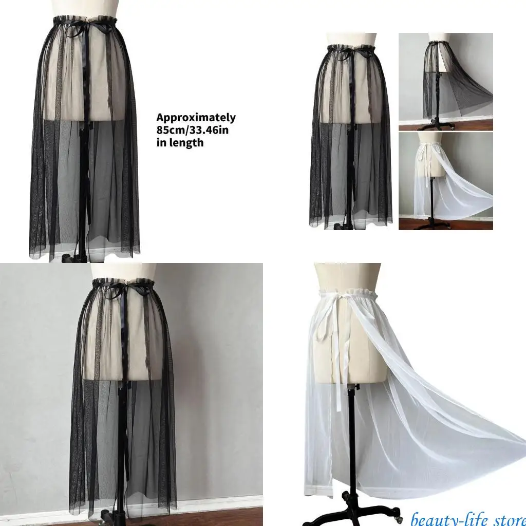 

Women Tulle Tutu Long Skirts Floor Length Detachable Wedding Train Skirt Gifts 517D