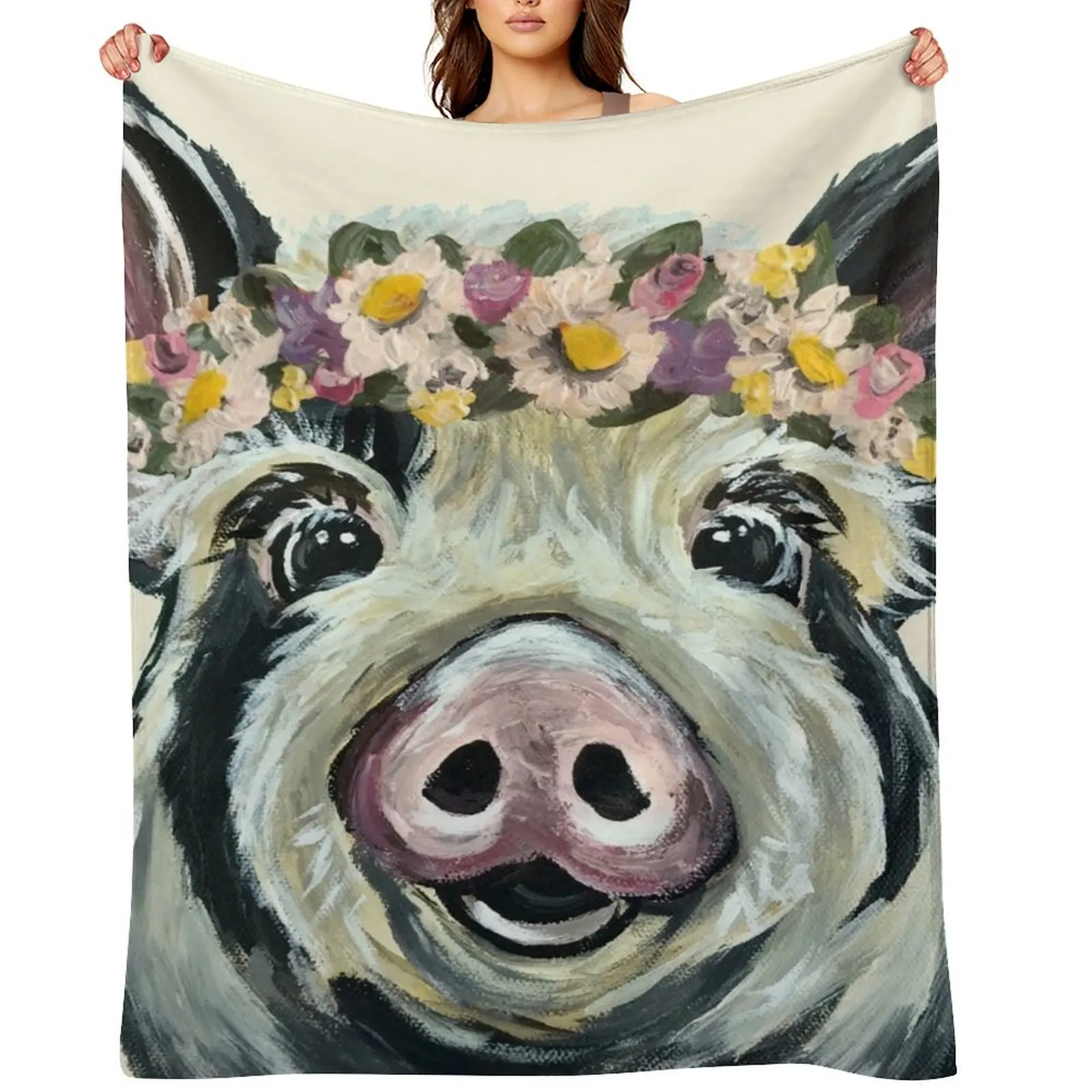 

Cute Pig Art Throw Blanket Luxury Throw Quilt Multi-Purpose Hairy Blankets