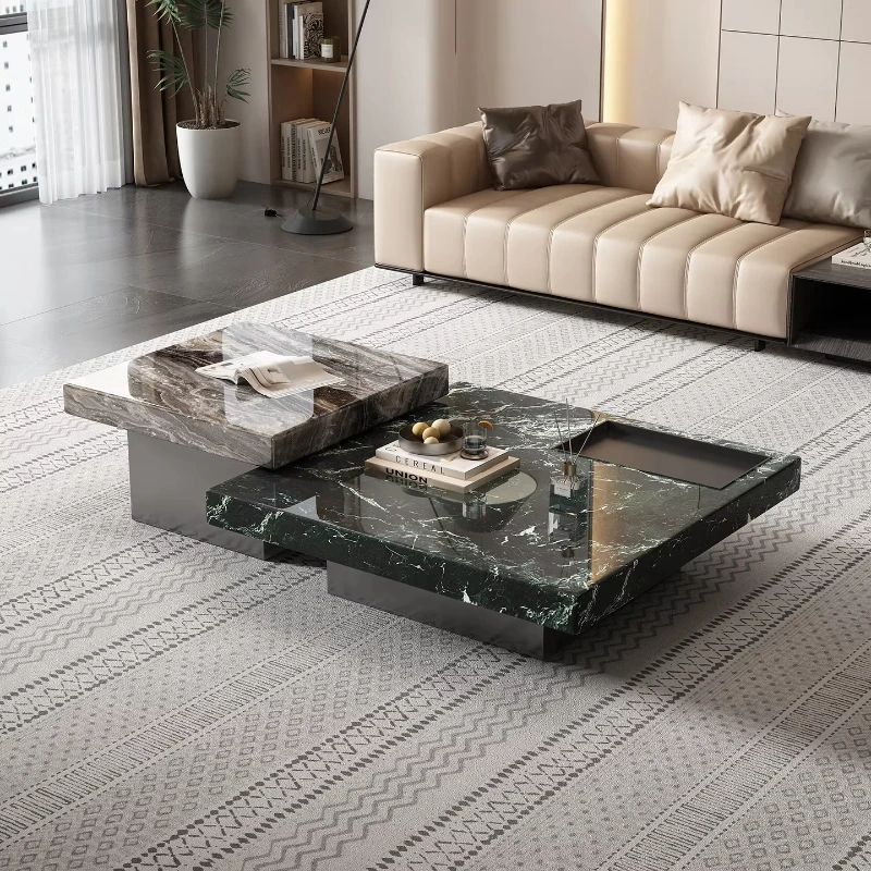 

Luxury Designer Coffee Table Low Marble Top Italian Square Coffee Tables Minimalist Premium Mesa De Centro De Sala Accessories