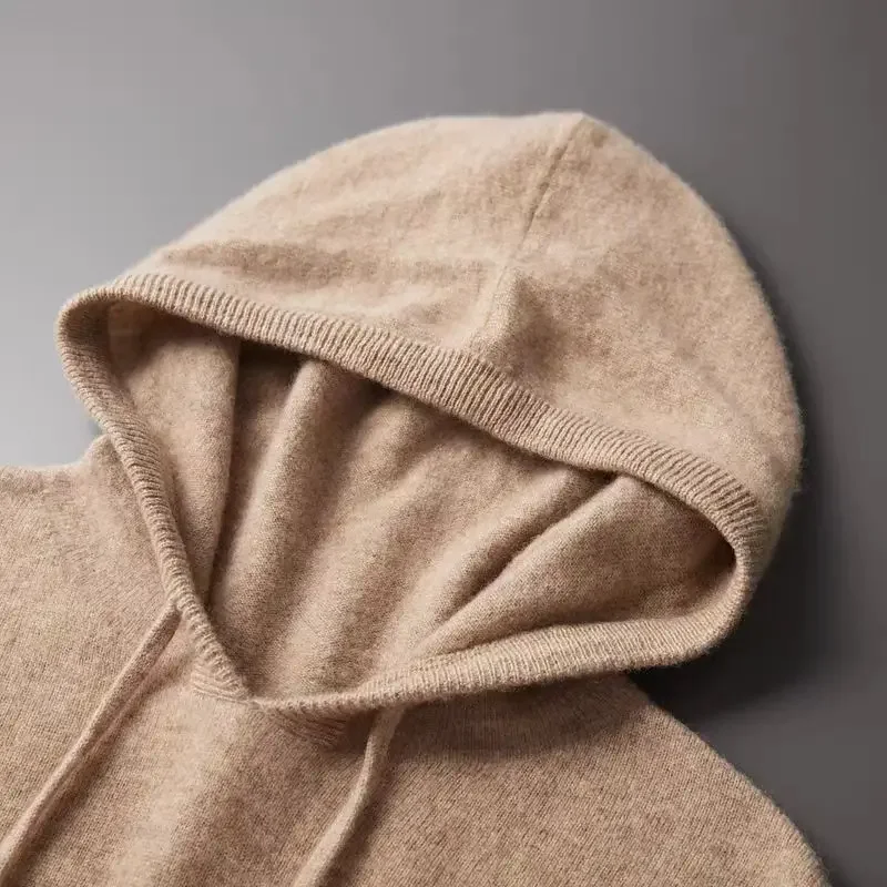 

Men's 100% Merino Wool Hoodie Knitted Sports Sweater Long Sleeve Casual Autumn Winter Warm Comfortable Fashionable Men's Sweater