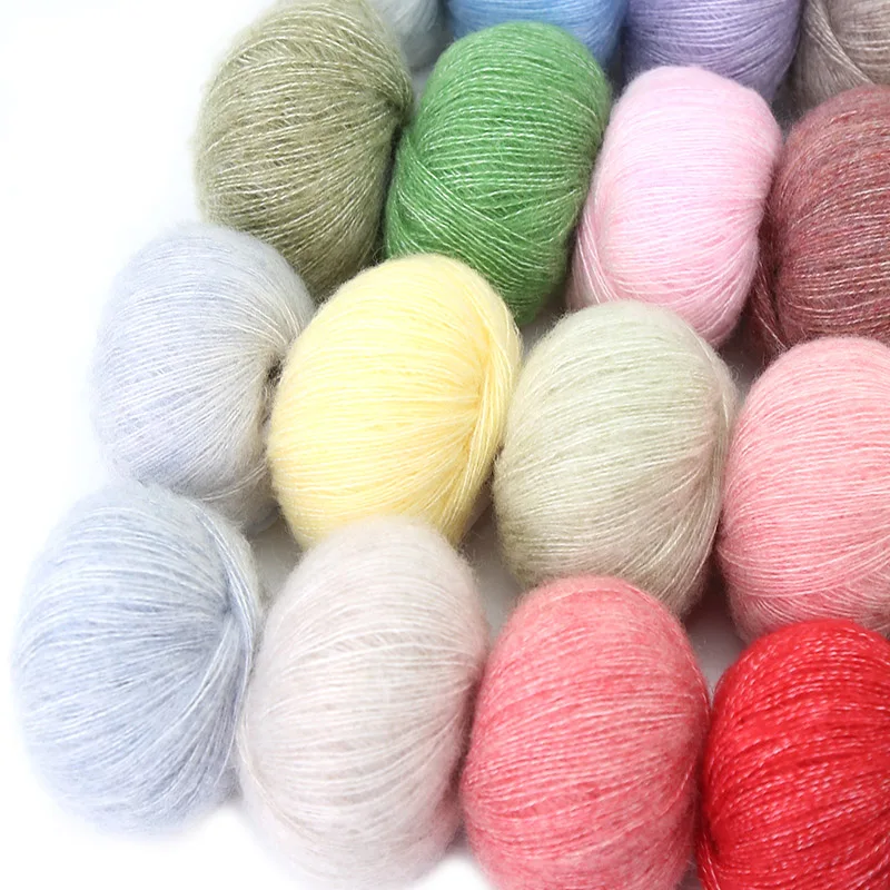 1pc 25g Mohair Wool Yarn Plush Fluffy Crochet Skin-Friendly Baby Wool Thread for Knitting Sweater Shawl