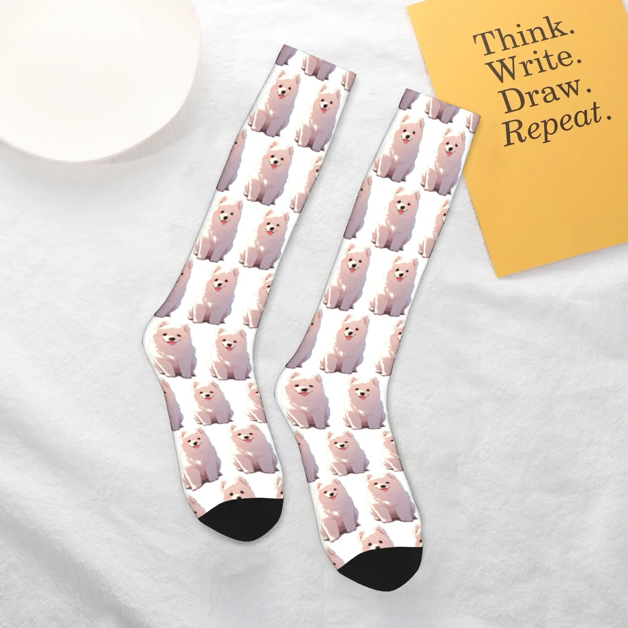 

All Seasons Crew Stockings Cartoon style cute Samoyed Socks Harajuku Crazy Hip Hop Long Socks Accessories for Men Women