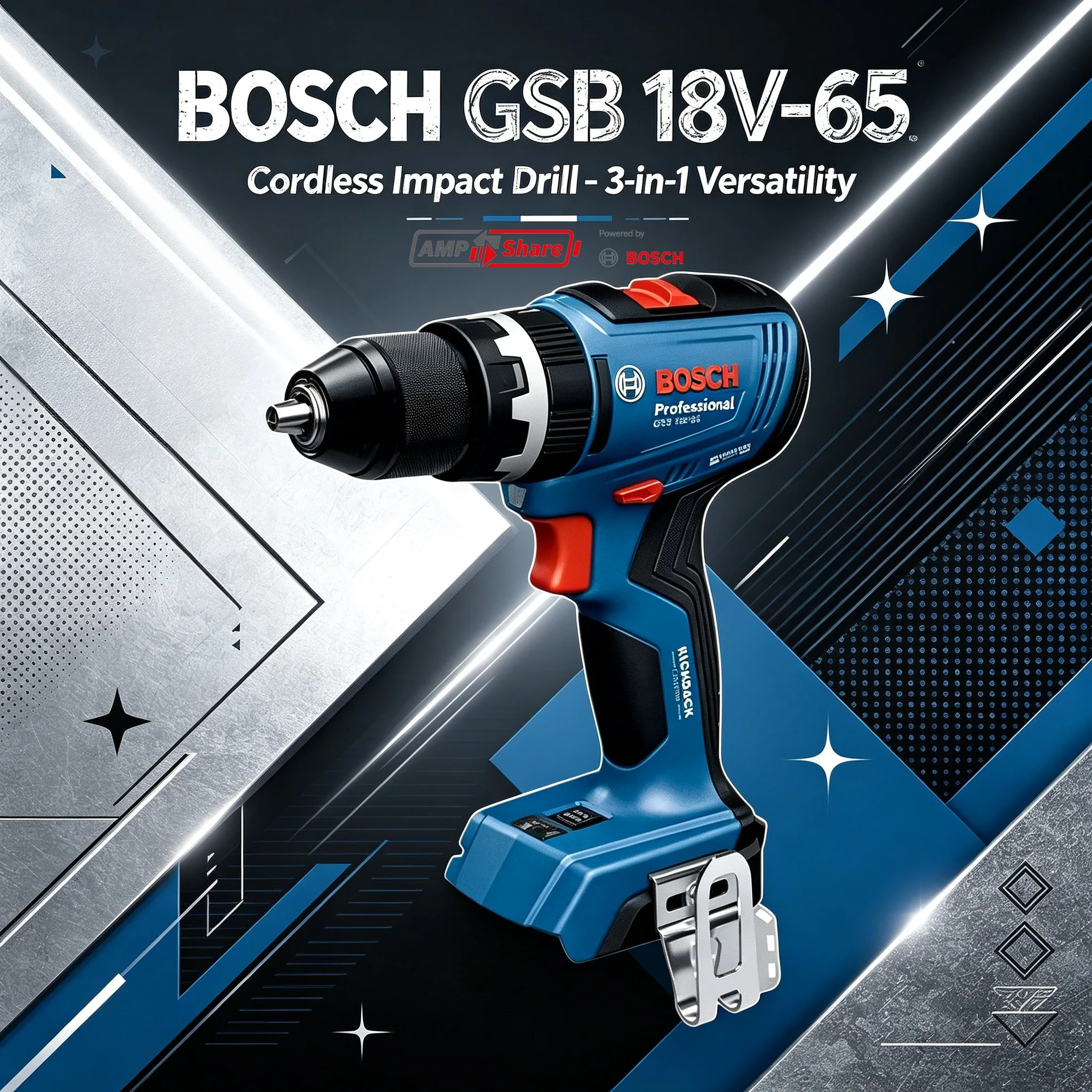 BOSCH  GSB 18V-65 Brushless Cordless Drill / Driver Bateri Driver Drill  Bosch Professional Electric Tools