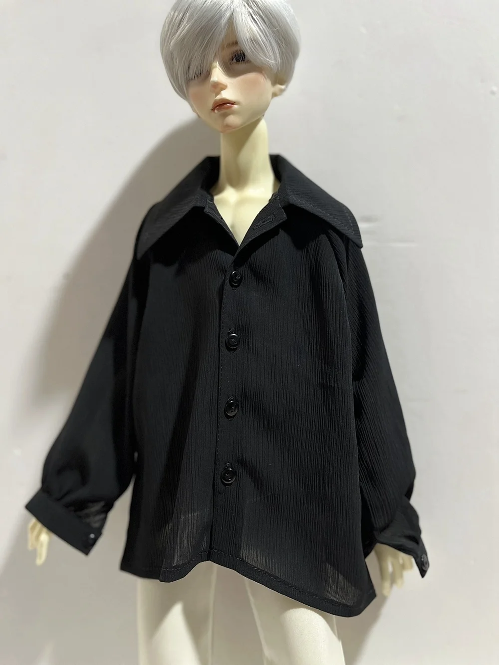 

BJD Doll Clothes suitable for 1/3 1/4 POPO68 65 Uncle 73 ID75 SSDF Uncle Size Hip new black sexy chiffon shirt buckle top men