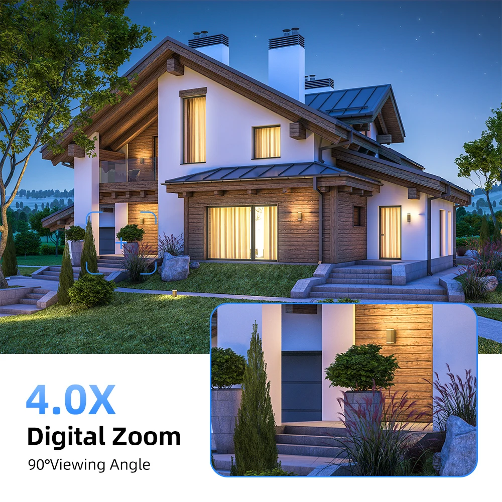 Mini Câmera de Vigilância WiFi, Dual Lens, Dual Screen, 4MP, Visão Noturna HD, Auto Rastreamento, Monitor de Proteção De Segurança