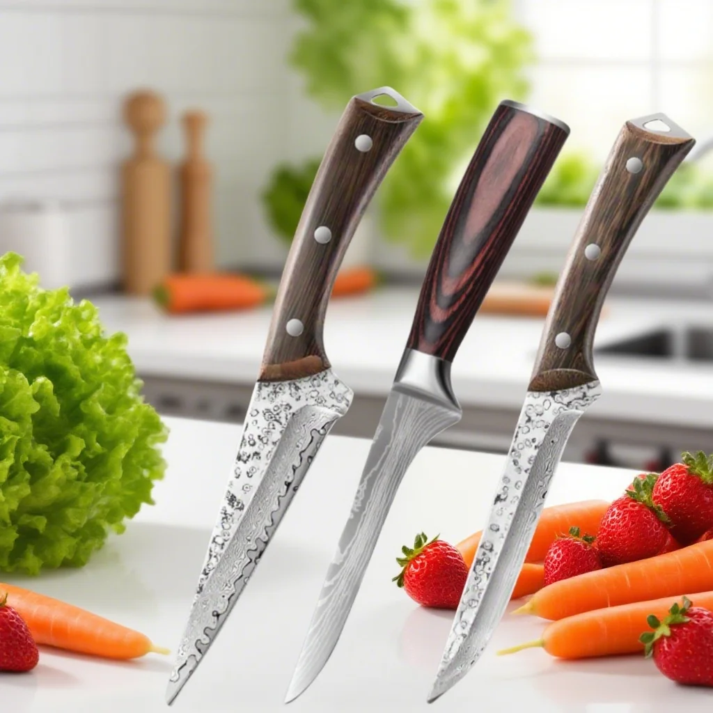 

PLYS 3PSC Boning Knife set, Premium Damascus Deboning Knife set, Super Sharp Stainless Steel Professional Grade Boning